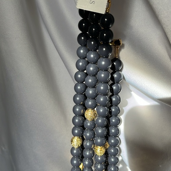 NWT Talbots 3-strand bead necklace. Navy blue & gold beads w/9” extender - Picture 11 of 11